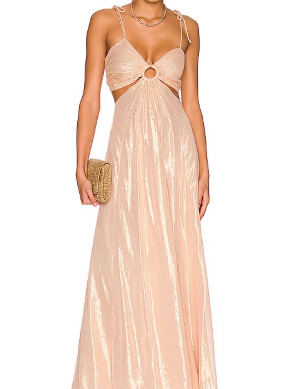 Sundress Magda Metallic Champagne Maxi Dress